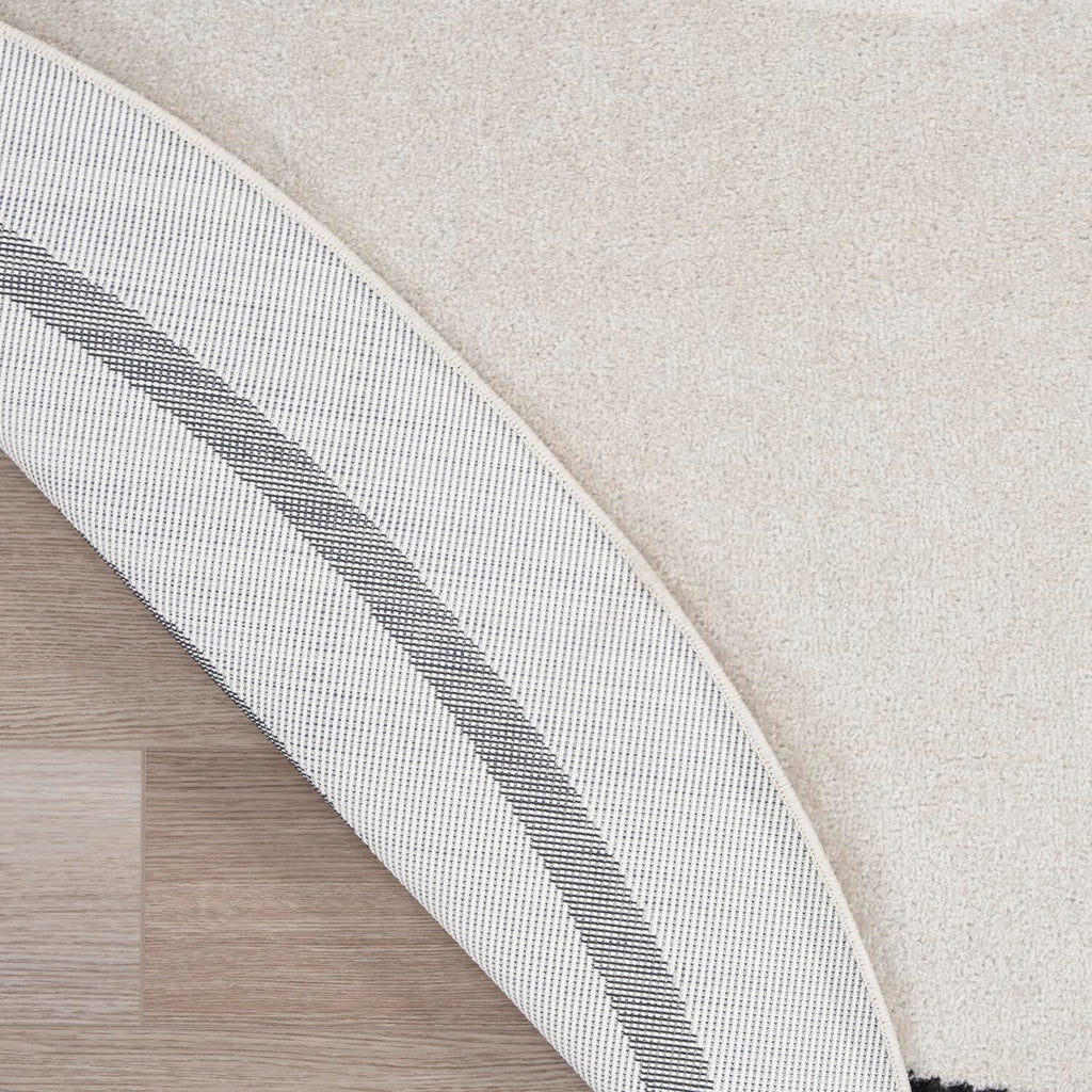 Nourison Essentials Indoor/Outdoor Ivory/Black 8' X Round Area -Rug, Easy -Cleaning, Non Shedding, Bed Room, Living Room, Dining