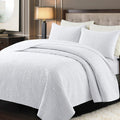 Safonory Quilt Bedspreads Full/Queen Size(90x96, White) - Summer Soft Lightweight Microfiber Ultrasonic Embossed Quilted Coverle