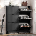 HUANLEGO Shoe Cabinet Storage for Entryway with 6 Flip Drawers, Black