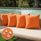 Miulee Pack Of 4 Decorative Outdoor Throw Pillow Covers Linen Waterproof Pillow Covers Farmhouse Cushion Cases For Patio Garden Tent Balcony Couch Sofa 18X18 Inch Red/Green