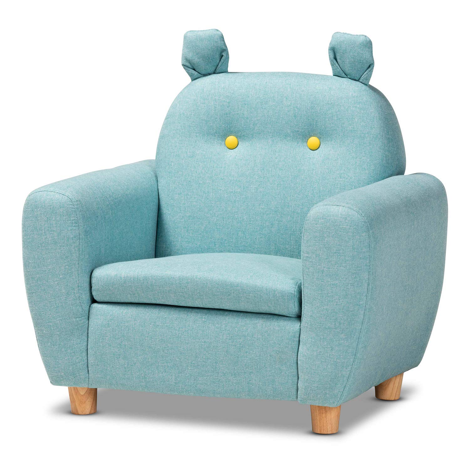 Baxton Studio Gloria Modern and Contemporary Sky Blue Fabric Upholstered Kids Armchair with Animal Ears