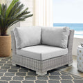 Modway Conway Sunbrella Outdoor Patio Wicker Rattan, Corner Chair, Light Gray Gray