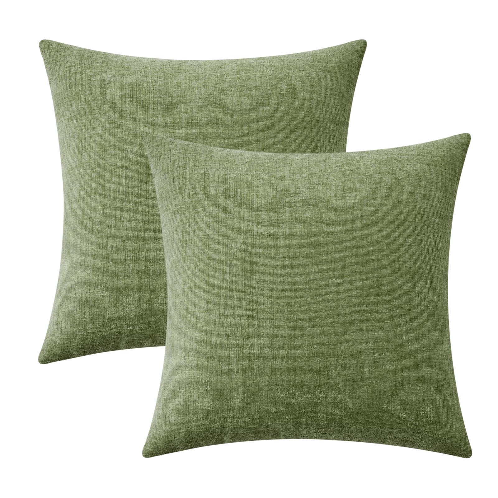 Miulee Pack Of 2 Couch Throw Pillow Covers 22X22 Inch Soft Sage Green Chenille Pillow Covers For Sofa Living Room Solid Dyed Pil