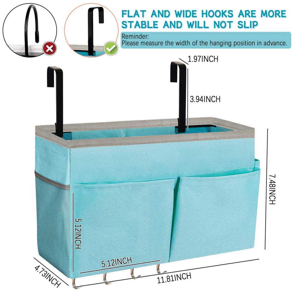 Frjjthchy Bedside Storage Organizer 5 Pockets With 4 Hooks Hanging Storage Bag For Headboards/Bunk Bed (Blue)