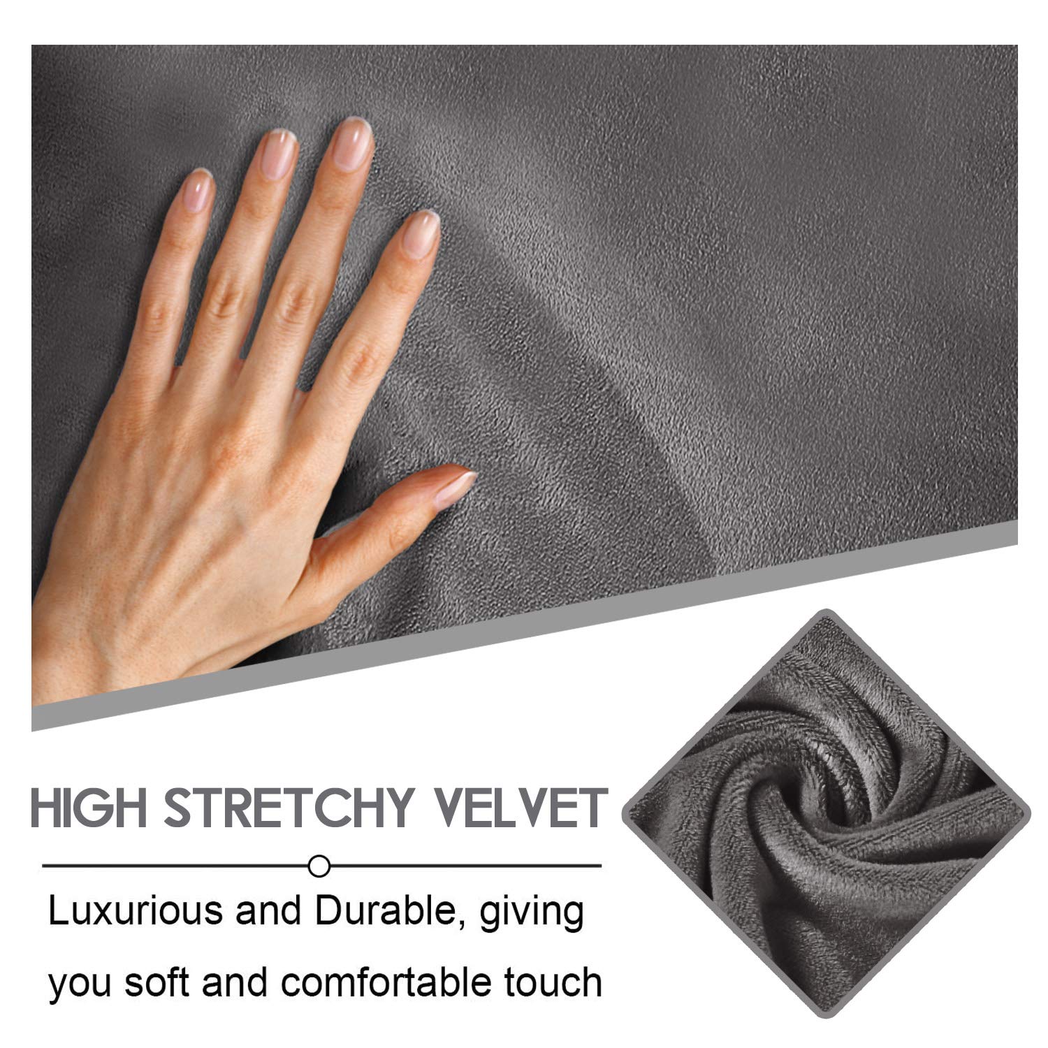 Ulticor Reclining Love Seat Slipcover, 48' - 65' L, 6-Piece Velvet Stretch Loveseat Reclining Sofa Covers, 2 Seat Love Seat Recliner Cover, Thick, Soft, Washable (Dark Grey)