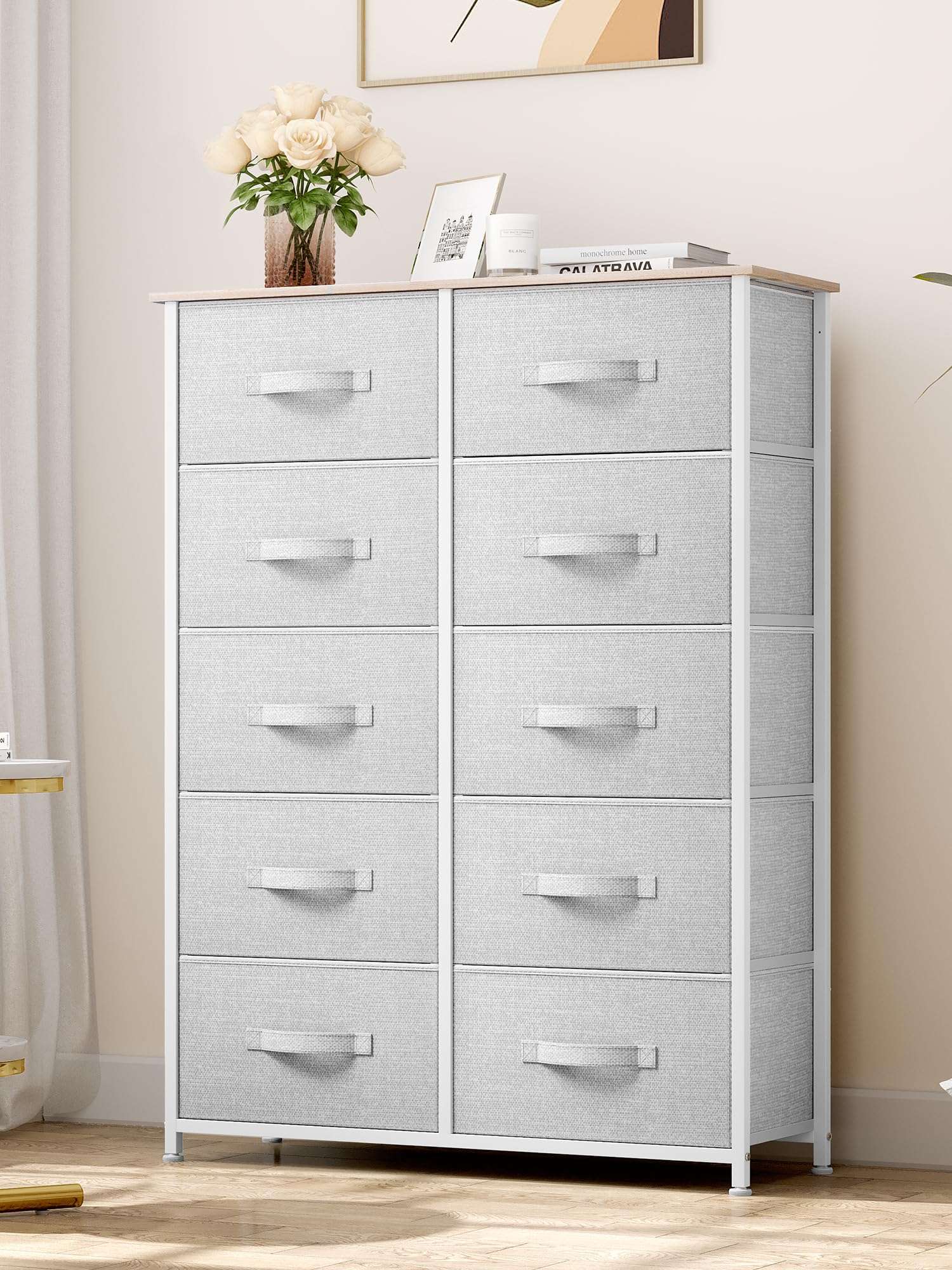 Yitahome 10 Drawers Dresser, Fabric Dresser For Living Room, Organizer Unit For Bedroom, Living Room, Hallway, Closets