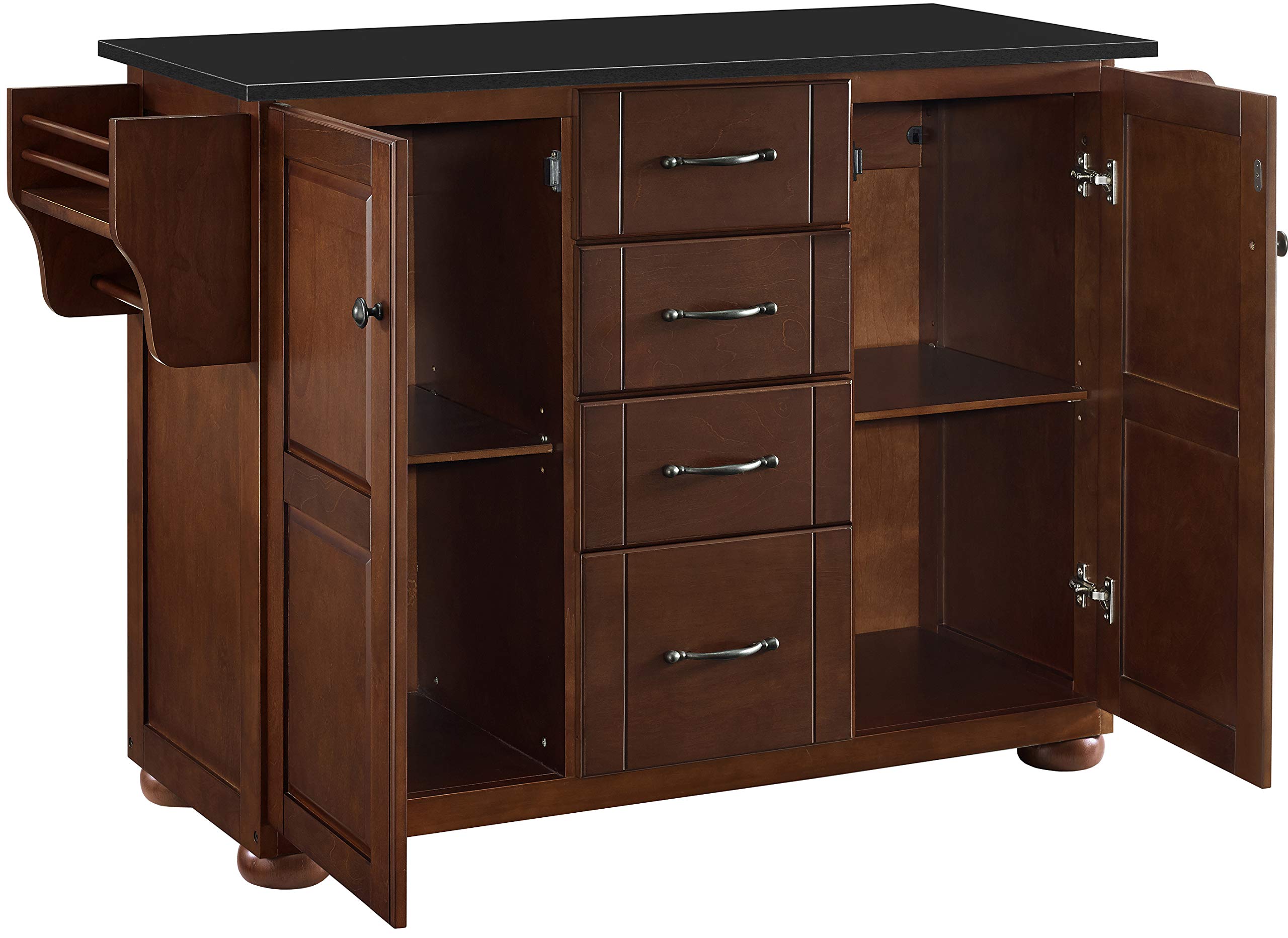 Crosley Furniture Eleanor Granite Top Kitchen Island With Spice Rack, Storage Drawers And Shelves, Mahogany