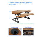 Rocelco 46" Height Adjustable Corner Standing Desk Converter with Dual Monitor Stand Bundle - Sit Stand Up Computer Workstation Riser - Extra Large Keyboard Tray - Teak Wood Grain (R CADRT-46-DMS)