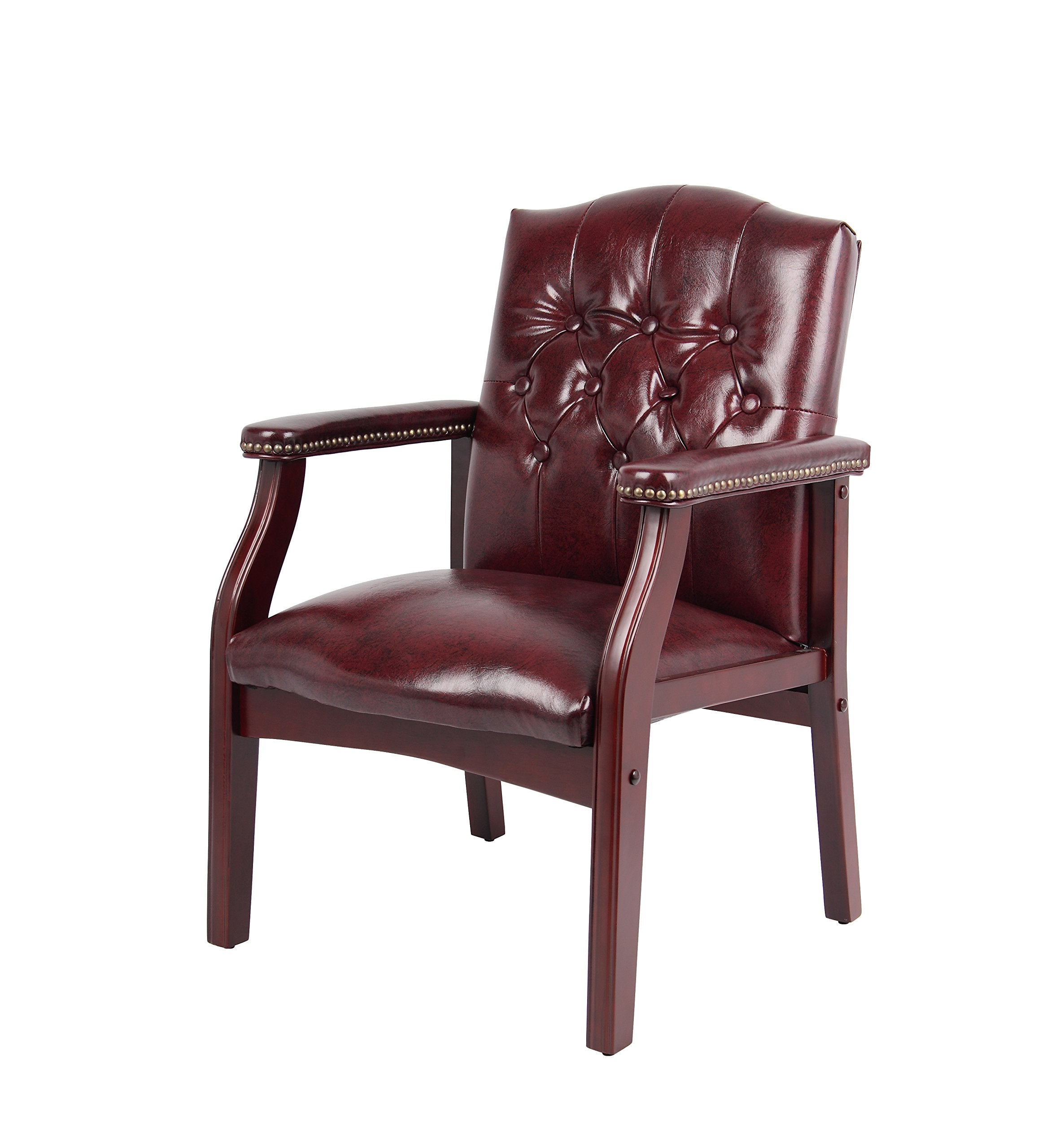 Boss Office Products Ivy League Executive Guest Chair, Vinyl In Burgundy