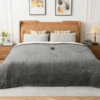 Woomer [5-Year Warranty] Electric Blanket Twin Size,Durable Flannel And Soft Sherpa,Dual Control,62     84    Heated Throw Blank