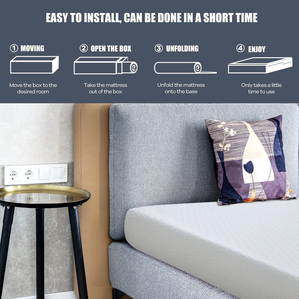 Nchanmar 10 Inch Queen Gel Memory Foam Mattress Pressure Relieving, Cooling Gel Foam, Certipur-Us Certified, Bed-In-A-Box, Press
