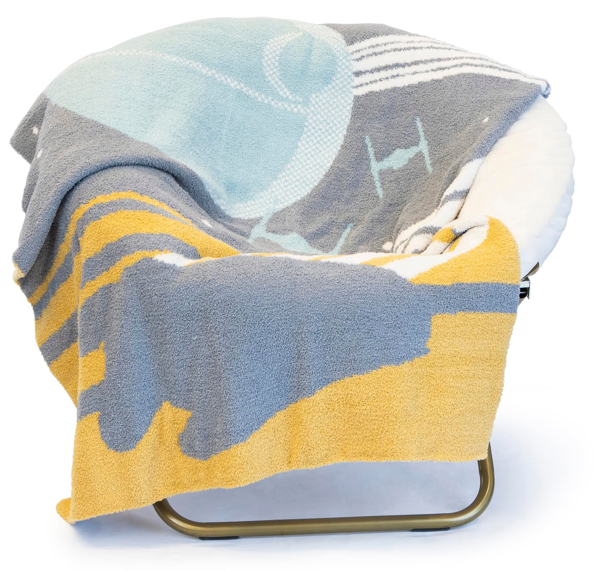 Star Wars Feather Knit Fluffy Throw Blanket - Death Star And Millennium Falcon Fuzzy Blanket Measures 50 X 60 Inch, Super Soft L