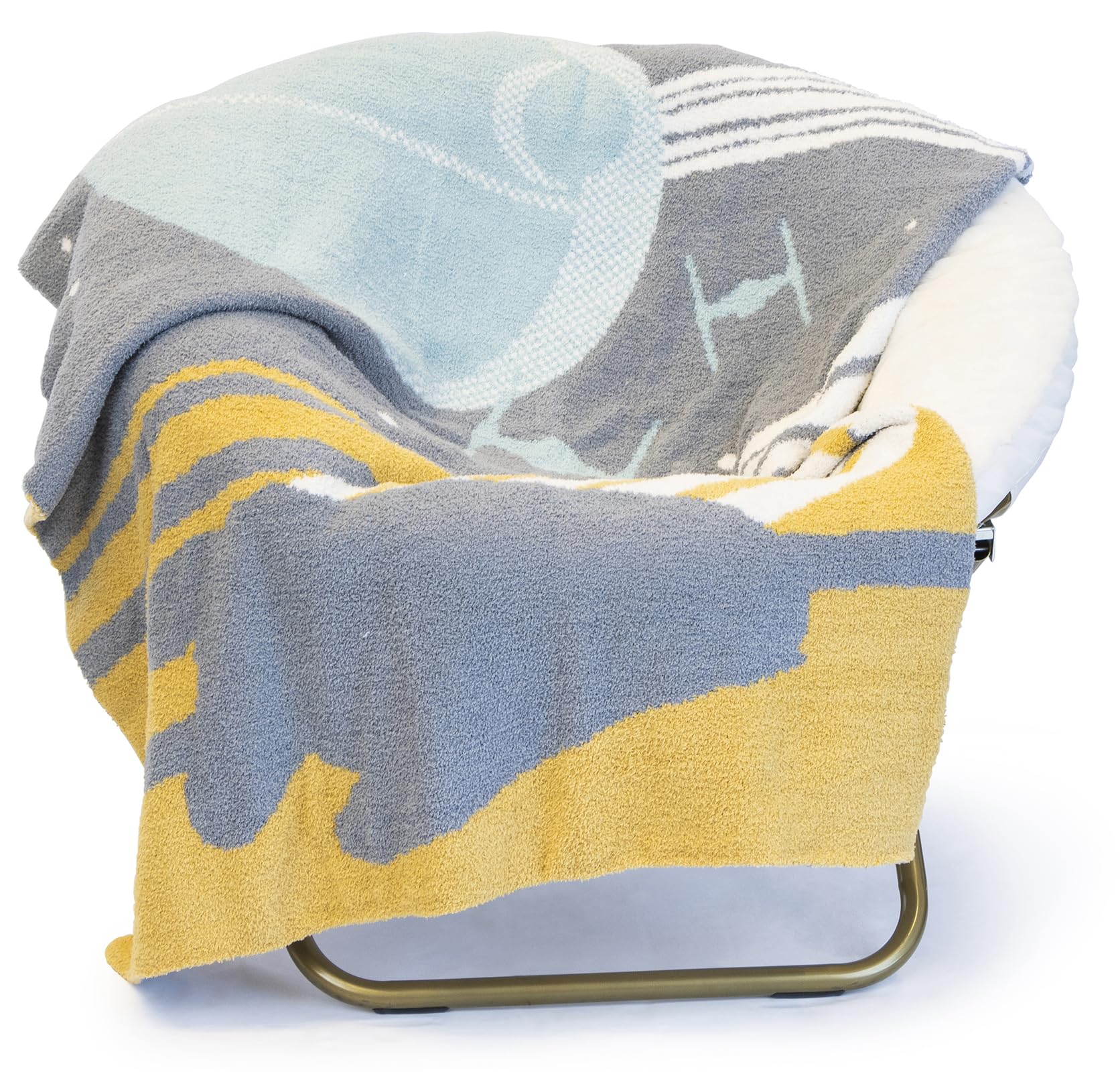 Star Wars Feather Knit Fluffy Throw Blanket - Death Star And Millennium Falcon Fuzzy Blanket Measures 50 X 60 Inch, Super Soft L
