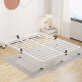 ROIL 4 Inch White Queen Bed Frame with Rounded Corner and Mattress Retainers, 3500LBS Heavy Duty Steel Slats No Box Spring Neede