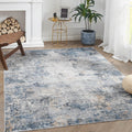 jinchan Area Rug 4x6 Washable Rug Modern Rug Abstract Floor Mat Blue Multi Print Rug Thin Rug Colorful Overdyed Distressed Mat K