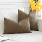 Otostar Pack Of 2 Throw Pillow Covers 16X16 Inch Linen Coffee Brown Pillowcases Farmhouse Decorative Solid Pillow Covers 40X40 C