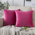 Phantoscope Pack Of 2 Velvet Decorative Throw Decorative Pillow Cover Soft Solid Square Cushion Case For Couch Pink 20 X 20 Inch