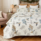 Brandream King Bird Print Comforter Set 100% Cotton Reversible Country Chic