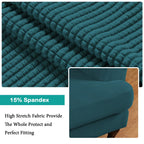 Turquoize Wingback?hair?overs 2 Piece?ing?hair?lipcover Stretch Slipcovers For Wingback Chairs Wing Chair Cover Spandex Jacquard Fabric With Elastic Bottom Non-Slip Furniture Cover, Deep Teal