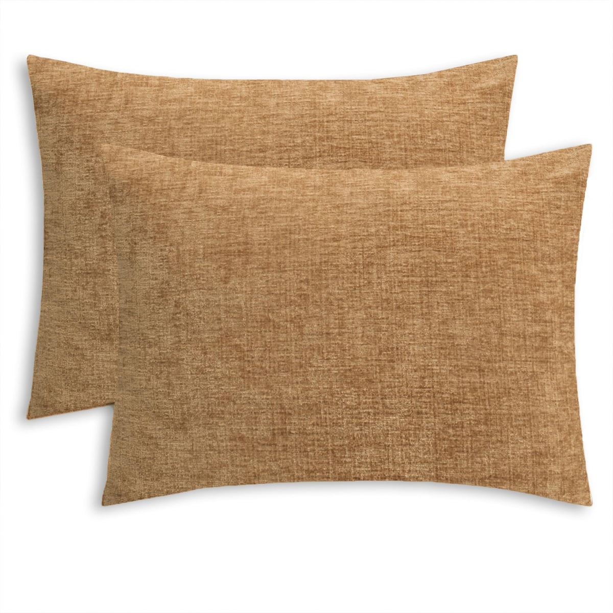Calitime Pack Of 2 Cozy Standard Pillow Shams Cases For Bed Bedding Decoration Solid Dyed Soft Chenille 20 X 26 Inches Apricot B