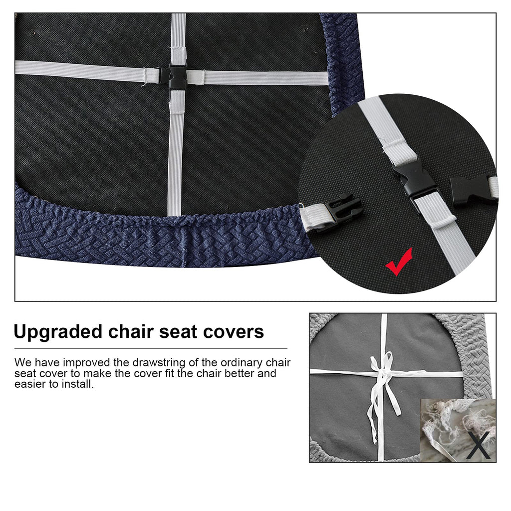 Genina Waterproof Seat Covers For Dining Room Chairs Covers Dining Chair Seat Covers Kitchen Chair Covers Slipcovers (Navy Blue, 6 Pcs)