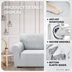 Znsayotx 1 Piece Jacquard Couch Covers For 3 Cushion Couch Living Room High Stretch Sofa Cover Pets Dogs Friendly Anti Slip Thickened Slipcovers Furniture Protector (Large, New Pattern Silver Grey)