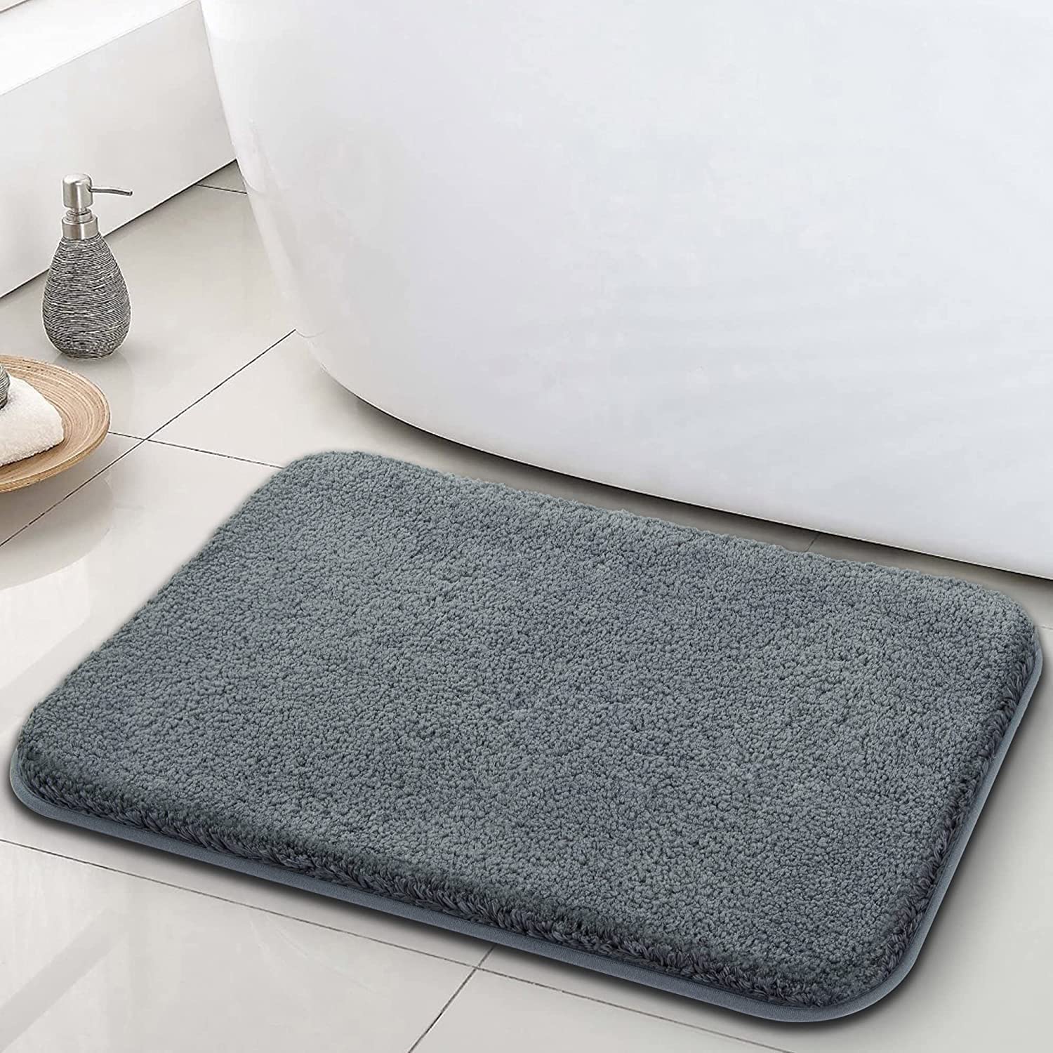 BSPS (40x60 cm Solid 2000 GSM Microfiber Bath Mat Super Absorbent/Floor Mat (Grey) 1 Piece Model: Water Absorb 307