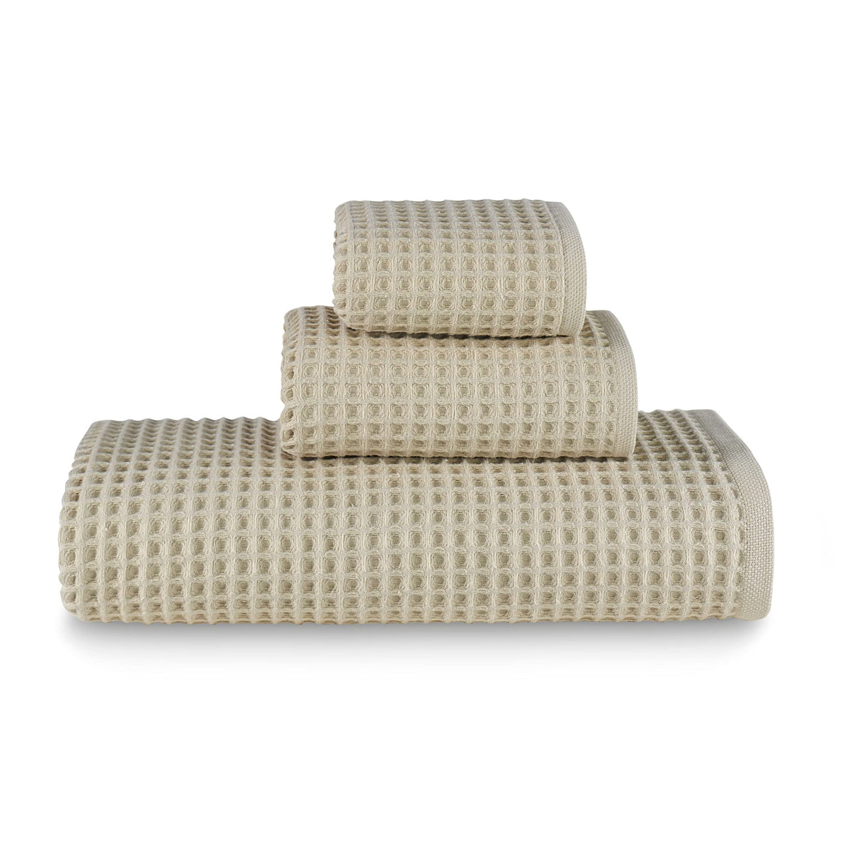 sea me at home Waffle Bath Towel Set, 100% Cotton (Mustard, Bath Towel Set)