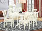 East West Furniture Avno7-Lwh-W Avon 7 Piece Set Consist Of An Oval Dining Table With Butterfly Leaf And 6 Kitchen Chairs, 42X60 Inch, Linen White
