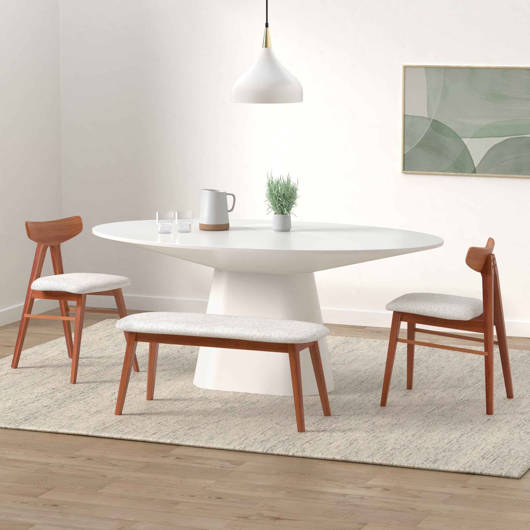 Modway Provision 75&Quot; Oval Mdf Wood Dining Table In White Finish