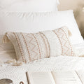 Blissblush Decorative Lumbar Throw Pillow Cover 12X20 Cream Neutral White Rectangular Boho Accent Pillowcase Farmhouse Cushion F