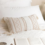 Blissblush Decorative Lumbar Throw Pillow Cover 12X20 Cream Neutral White Rectangular Boho Accent Pillowcase Farmhouse Cushion F