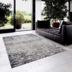 HomeRoots 100% Polypropylene 2’ x 3’ Navy and Beige Distressed Vines Scatter Rug
