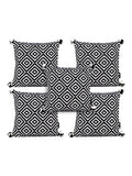 Mezposh Navy Blue & Off White Diamond Embroidered Cotton Acrylic Cushion Covers (16X16) Set Of 5