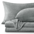 Bedelite Flannel Sheets Queen Size Grey - Super Soft Fleece Sheets Set Fluffy Extra Plush, 4 Piece(Include Fitted Sheet, Flat Sh