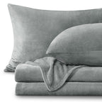 Bedelite Flannel Sheets Queen Size Grey - Super Soft Fleece Sheets Set Fluffy Extra Plush, 4 Piece(Include Fitted Sheet, Flat Sh