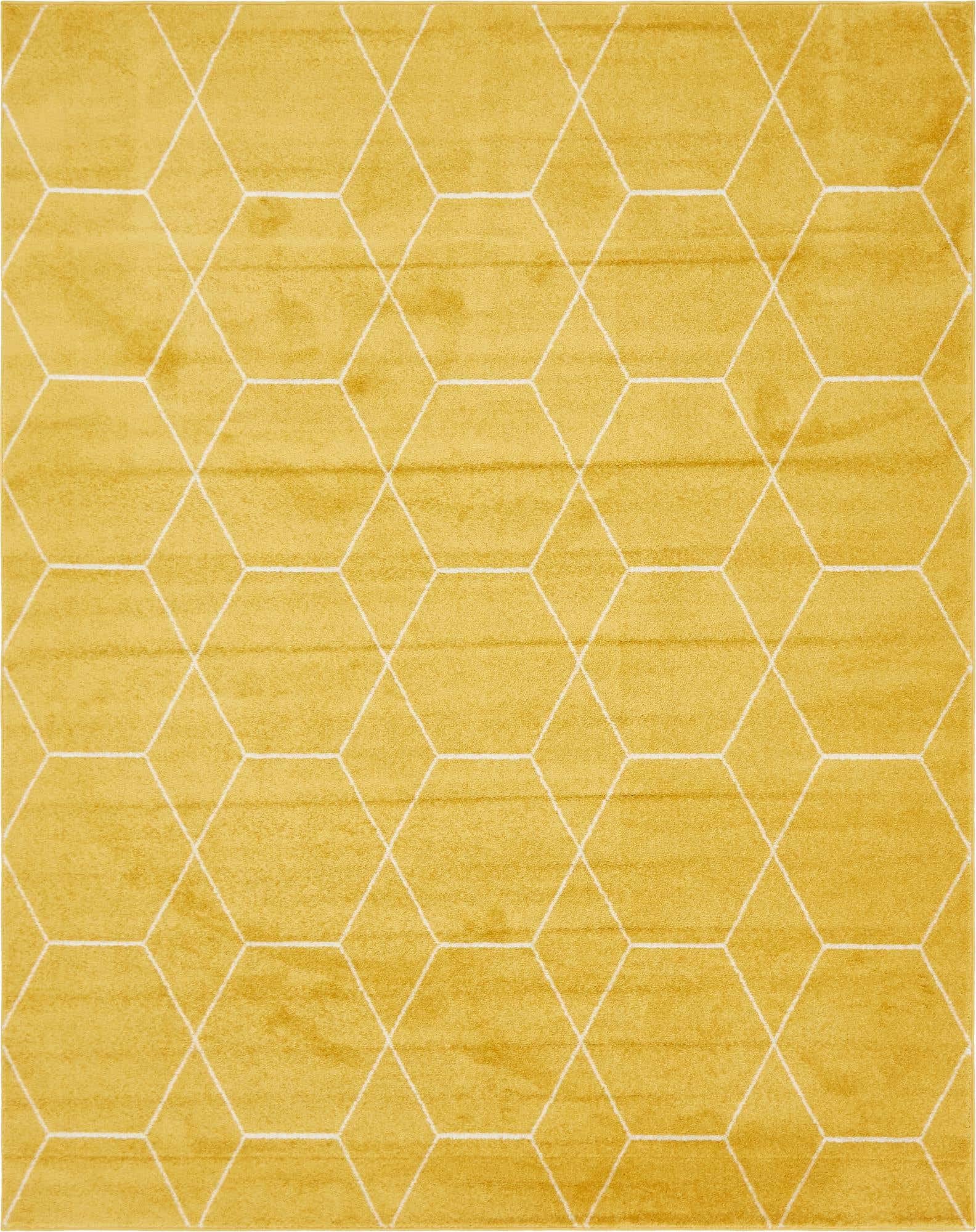 Unique Loom Trellis Frieze Collection Area Rug - Geometric (8 x 10, Yellow/ Ivory)