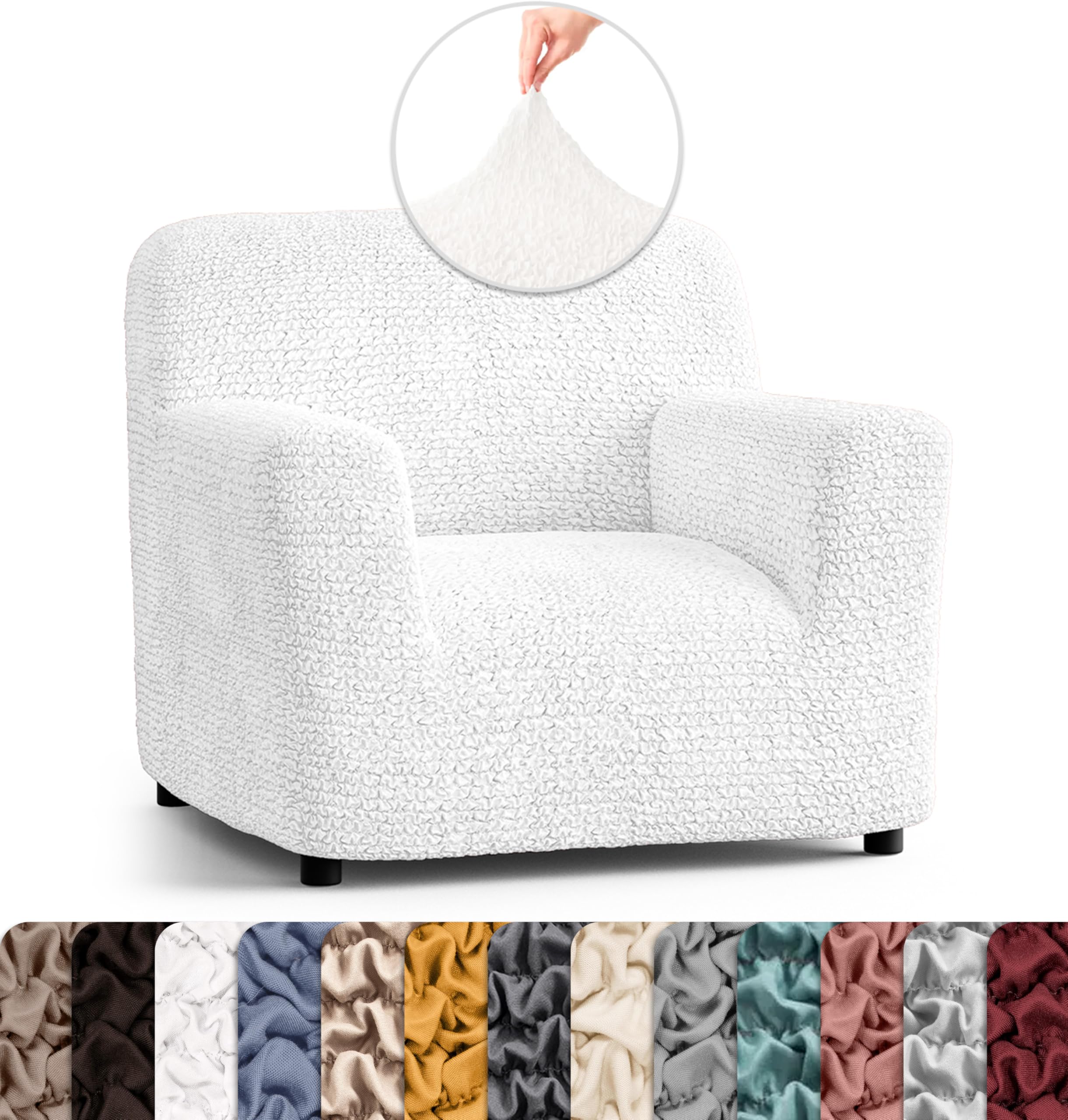 Paulato By Ga.I.Co. Chair Cover - Armchair Cover - Armchair Slipcover - Polyester Fabric Slipcover - 1-Piece Form Fit Stretch St