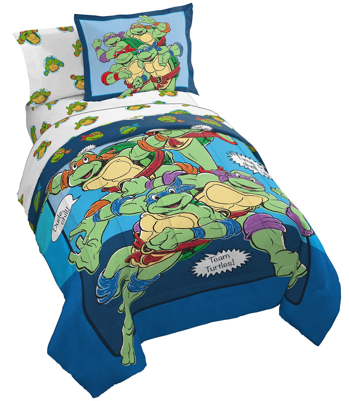 Jay Franco Nickelodeon Teenage Mutant Ninja Turtles Ready To Roll 5 Piece Twin Bed Set - Includes Reversible Comforter & Sheet S