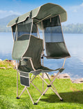 Docusvect Folding Camping Chair with Shade Canopy for Adults, Canopy Chair for Outdoors Sports with Cup Holder, Side Pocket for 