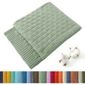 Treely 100% Cotton Knitted Throw Blanket Couch Cover Blanket(31 X 40 Inches, Light Sage Green)