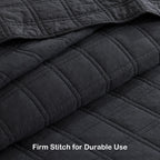 Horimote Home 100% Cotton Quilt Set Queen Size, Charcoal Pre-Washed Bedspreads Coverlet Set In Geometric Pattern, Cozy Lightweig
