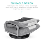 Best Choice Products Swivel Gaming Chair 360 Degree Multipurpose Floor Chair Rocker For Tv, Reading, Playing Video Games W/Lumbar Support, Armrest Handles, Adjustable Foldable Backrest - Gray/White