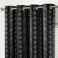 Jinchan 100% Blackout Boho Curtains 84 Inches Long For Bedroom Living Room Silver Geometric Foil Printed Grommet Top Room Darkening Thermal Insulated Window Drapes Black 52X84 2 Panels