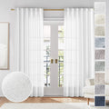 MEETBILY White Linen Curtains 84 Inches Long for Living Room 2 Panels Set Linen Textured Back Tab Pocket Light Filtering Semi Sh