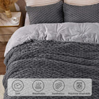 Bedelite Fluffy Queen Comforter Set - Grey Fleece Soft Comforter For Queen Size Bed, Luxury Warm Bedding Set For Winter, Fuzzy B
