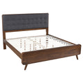 Coaster Home Furnishings Robyn Contemporary 4-Piece Bedroom Set Fabric Upholstered Eastern King Size Panel Bed Frame 53-inch Headboard Dark Walnut 205131KE-S4