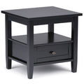 SIMPLIHOME Warm Shaker SOLID WOOD 20 inch wide Rectangle Rustic End Side Table in Black with Storage, 1 Drawer and 1 Shelf, for 