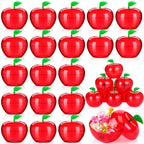 Lallisa 50 Pcs Plastic Apple Container Valentine Apple Container Teacher Gifts Bulk Back to School Candy Holder Snow Party Apple
