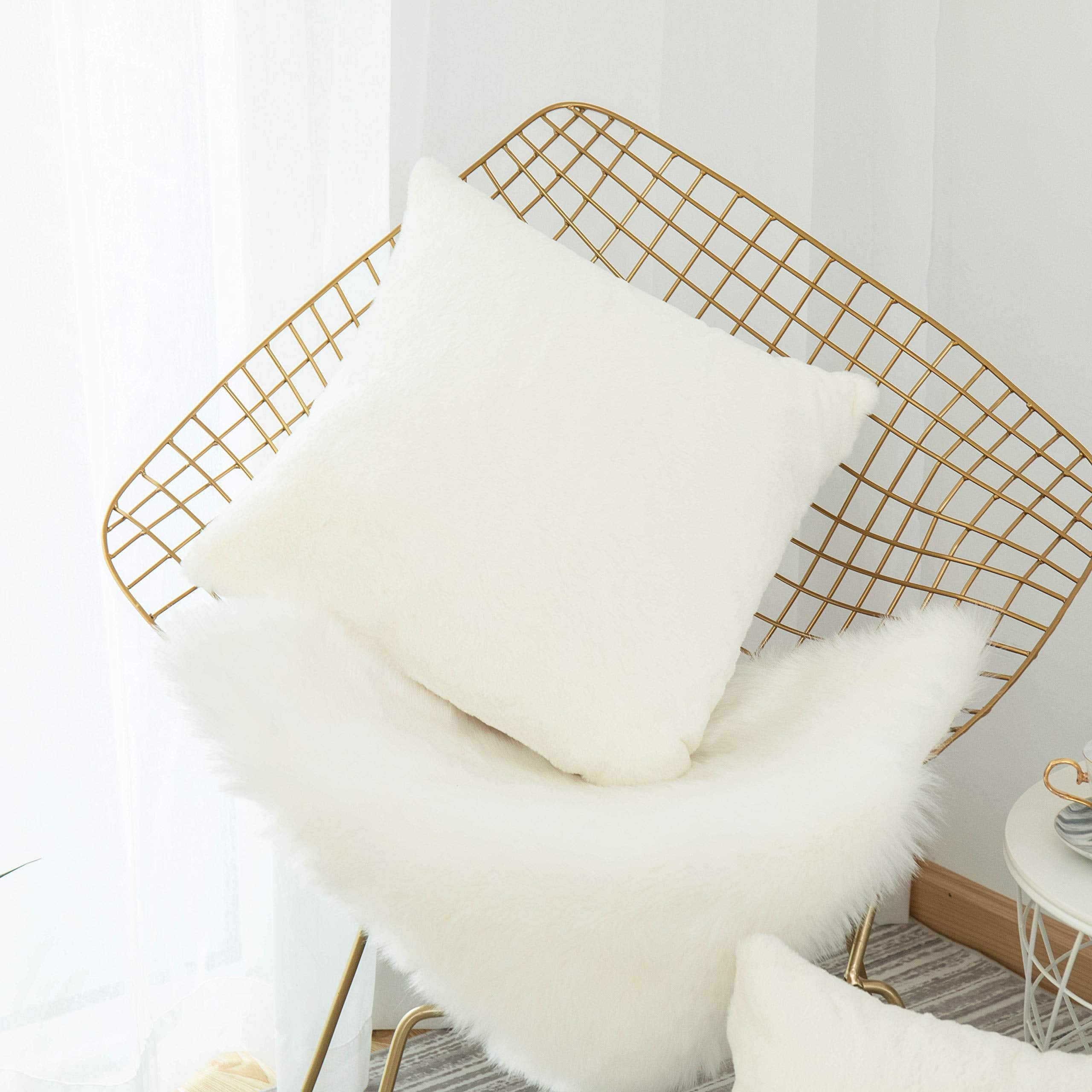 Home Brilliant Pillow Cover 26X26 Plush Solid Faux Fur Euro Sham Throw Pillows Supersoft Square Pillow Covers For Couch, 66X66 C